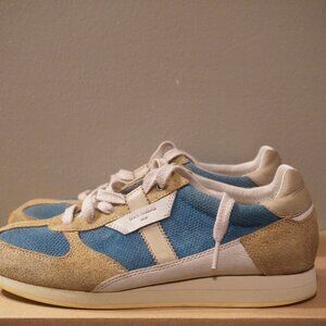 Dolce & Gabbana Low Top Sneakers Tan Blue Suede Mesh Designer Shoes